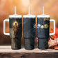 Heru-Ur Falcon Eyes Tumbler With Handle Solar Disk Ancient Egyptian Mythology in Dark Stone