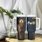Heru-Ur Falcon Eyes Tumbler With Handle Solar Disk Ancient Egyptian Mythology in Dark Stone