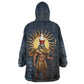 Heru-Ur Falcon Eyes Wearable Blanket Hoodie Solar Disk Ancient Egyptian Mythology in Dark Stone