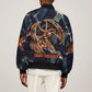 Heru-Ur Bomber Jacket Flaming Wings and Sword Ancient Egyptian Warrior
