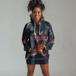 Heru-Ur Hoodie Dress Flaming Wings and Sword Ancient Egyptian Warrior