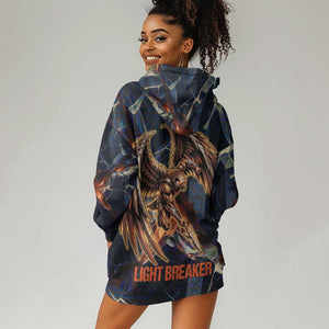 Heru-Ur Hoodie Dress Flaming Wings and Sword Ancient Egyptian Warrior