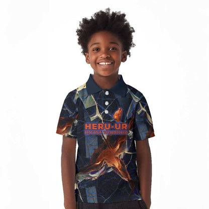 Heru-Ur Kid Polo Shirt Flaming Wings and Sword Ancient Egyptian Warrior