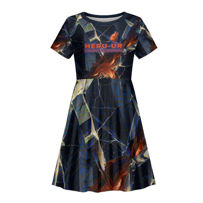 Heru-Ur Kid Short Sleeve Dress Flaming Wings and Sword Ancient Egyptian Warrior