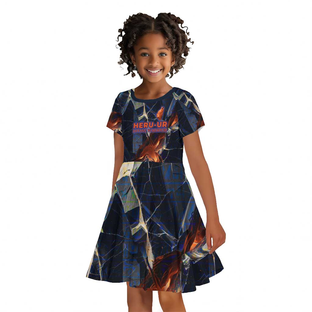 Heru-Ur Kid Short Sleeve Dress Flaming Wings and Sword Ancient Egyptian Warrior