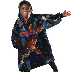 Heru-Ur Kid Wearable Blanket Hoodie Flaming Wings and Sword Ancient Egyptian Warrior