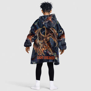 Heru-Ur Kid Wearable Blanket Hoodie Flaming Wings and Sword Ancient Egyptian Warrior