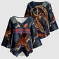 Heru-Ur Kimono Sleeve Blouse Flaming Wings and Sword Ancient Egyptian Warrior