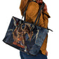 Heru-Ur Leather Tote Bag Flaming Wings and Sword Ancient Egyptian Warrior