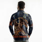 Heru-Ur Long Sleeve Polo Shirt Flaming Wings and Sword Ancient Egyptian Warrior
