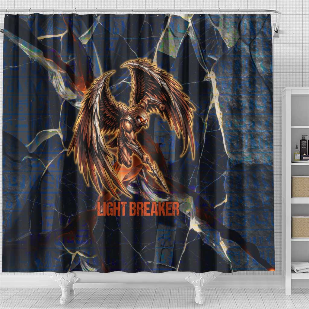 Heru-Ur Shower Curtain Flaming Wings and Sword Ancient Egyptian Warrior