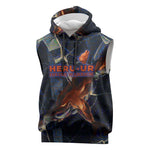 Heru-Ur Sleeveless Hoodie Flaming Wings and Sword Ancient Egyptian Warrior