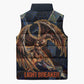 Heru-Ur Sleeveless Puffer Jacket Flaming Wings and Sword Ancient Egyptian Warrior