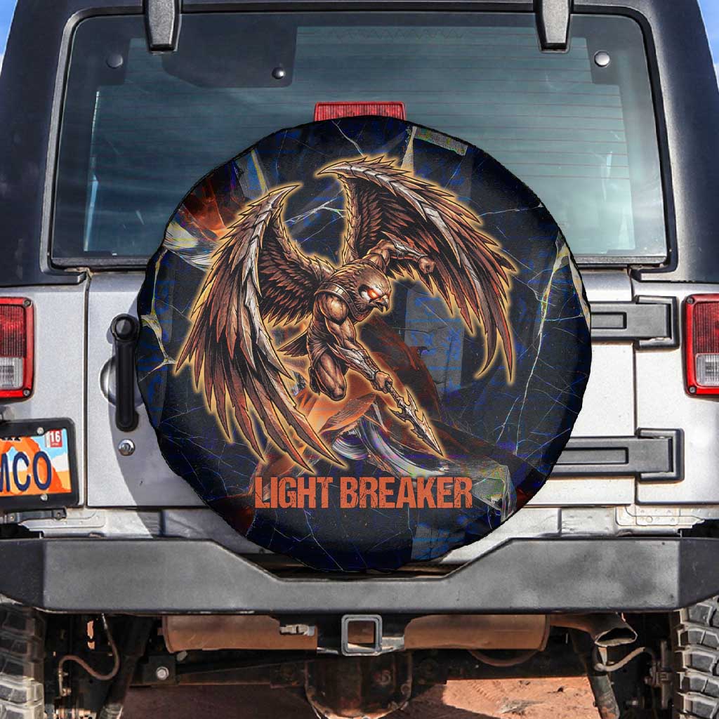 Heru-Ur Spare Tire Cover Flaming Wings and Sword Ancient Egyptian Warrior