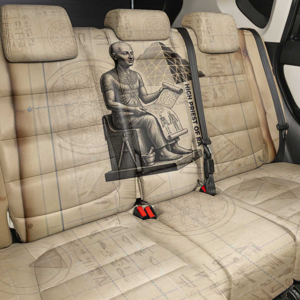 Imhotep Back Car Seat Cover Pyramid Blueprints Ancient Egyptian Architecture and Priest