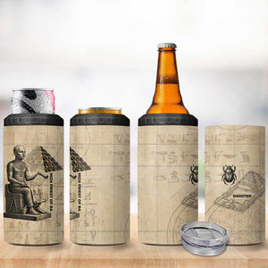 Imhotep 4 in 1 Can Cooler Tumbler Pyramid Blueprints Ancient Egyptian Architecture and Priest