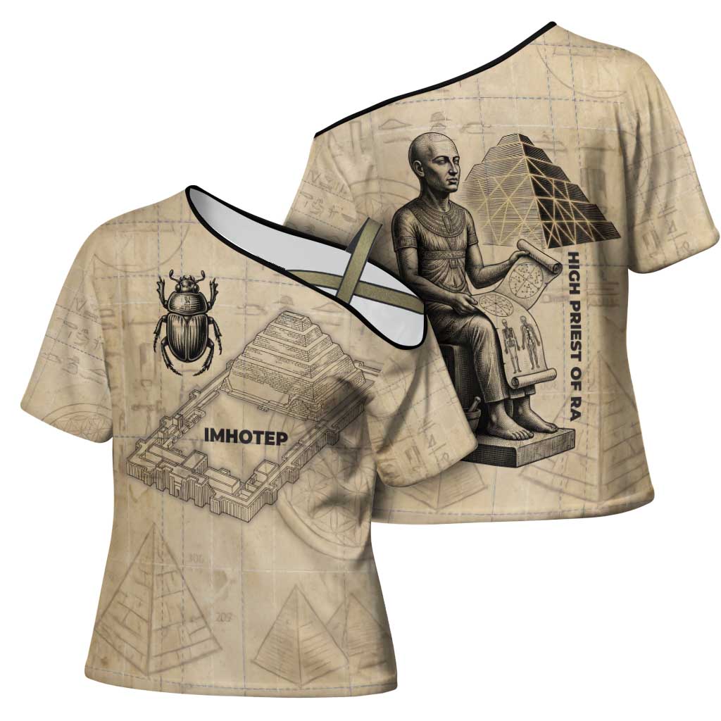 Imhotep Cross Shoulder Shirt Pyramid Blueprints Ancient Egyptian Architecture and Priest