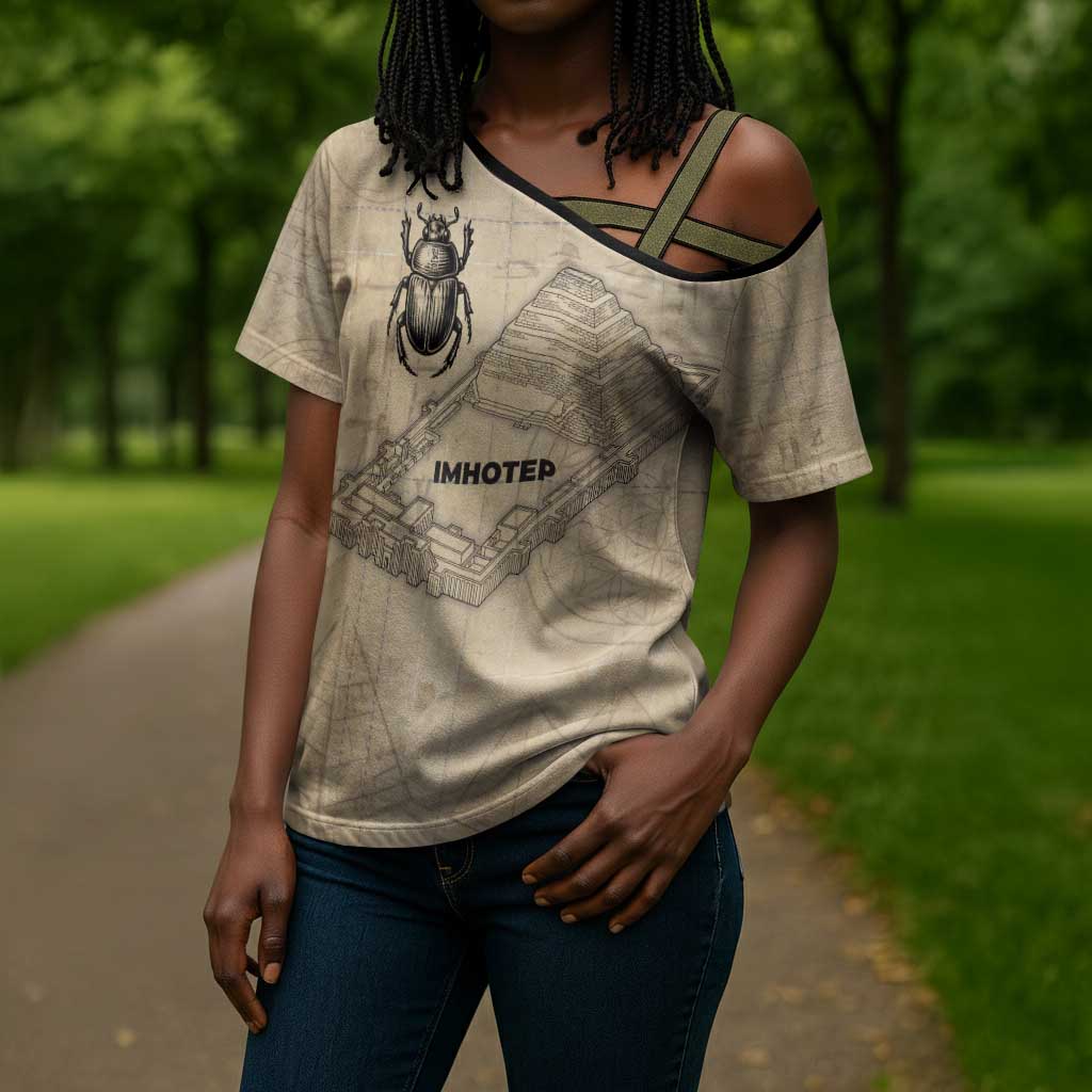 Imhotep Cross Shoulder Shirt Pyramid Blueprints Ancient Egyptian Architecture and Priest