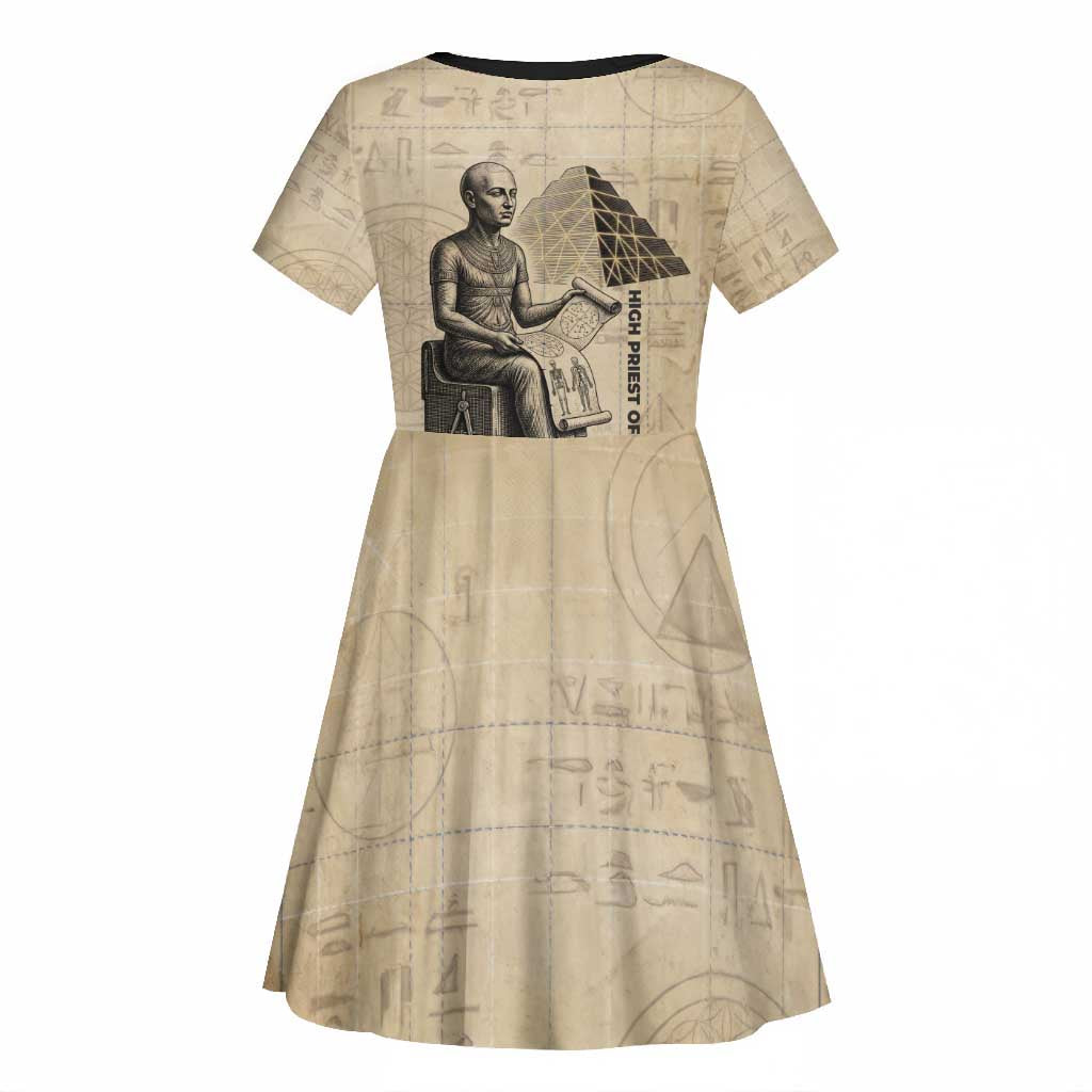 Imhotep Kid Short Sleeve Dress Pyramid Blueprints Ancient Egyptian Architecture and Priest