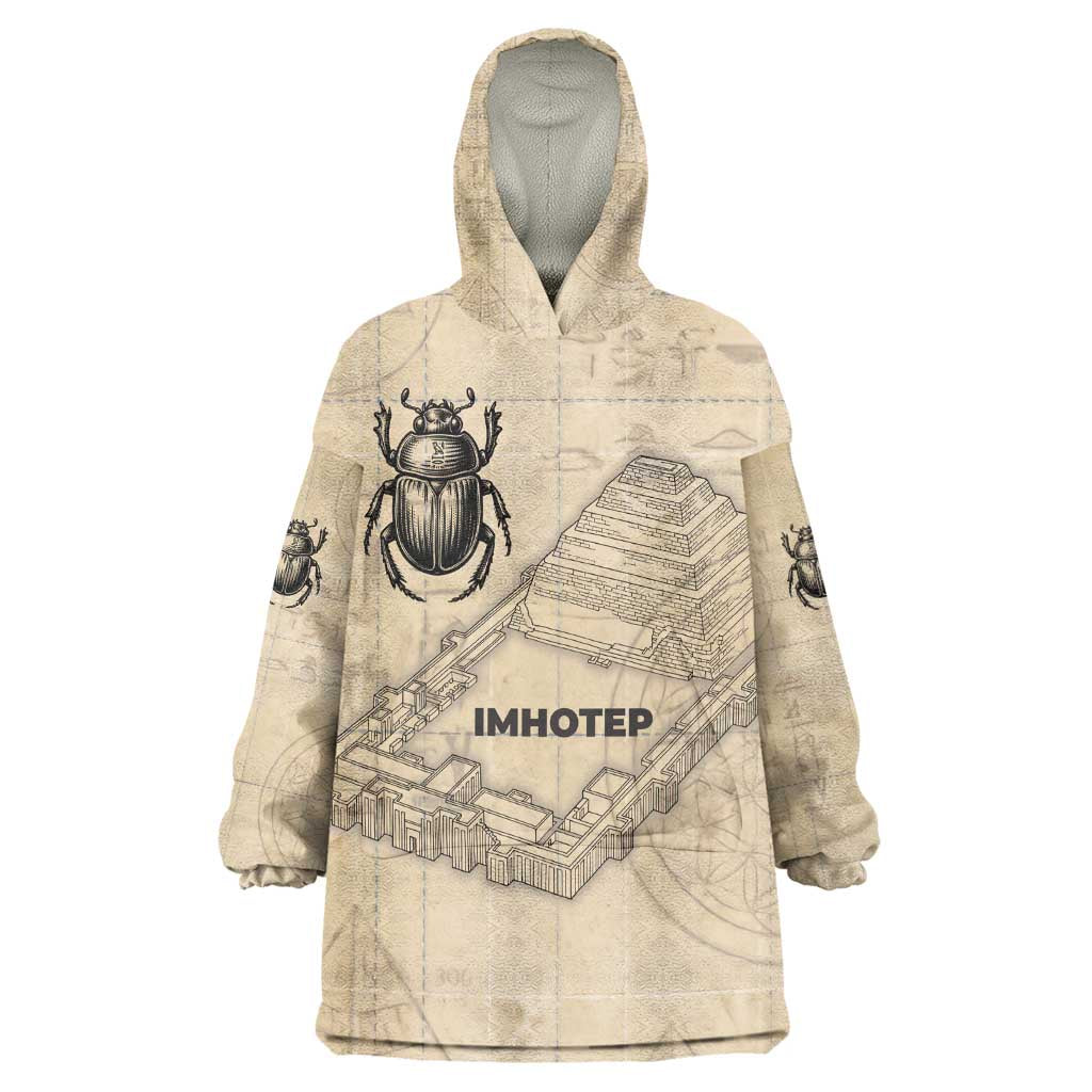 Imhotep Kid Wearable Blanket Hoodie Pyramid Blueprints Ancient Egyptian Architecture and Priest