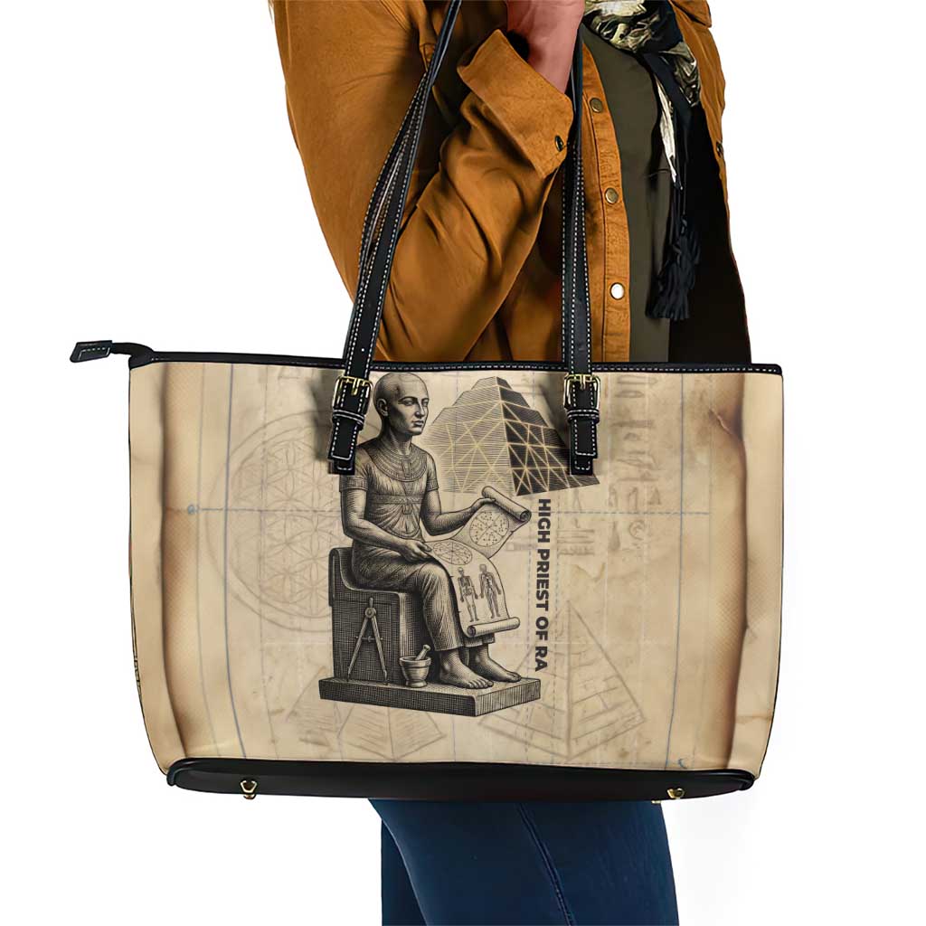 Imhotep Leather Tote Bag Pyramid Blueprints Ancient Egyptian Architecture and Priest