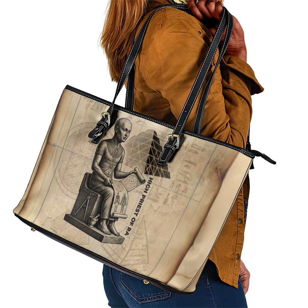 Imhotep Leather Tote Bag Pyramid Blueprints Ancient Egyptian Architecture and Priest