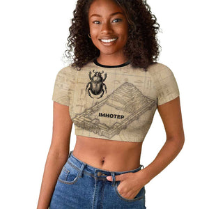 Imhotep Raglan Cropped T shirt Pyramid Blueprints Ancient Egyptian Architecture and Priest