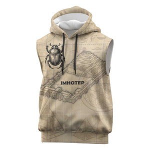 Imhotep Sleeveless Hoodie Pyramid Blueprints Ancient Egyptian Architecture and Priest