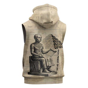 Imhotep Sleeveless Hoodie Pyramid Blueprints Ancient Egyptian Architecture and Priest