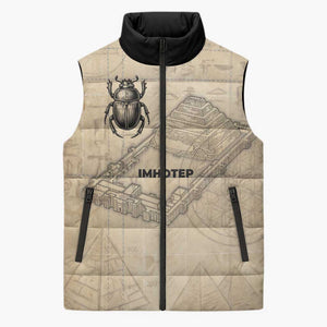 Imhotep Sleeveless Puffer Jacket Pyramid Blueprints Ancient Egyptian Architecture and Priest