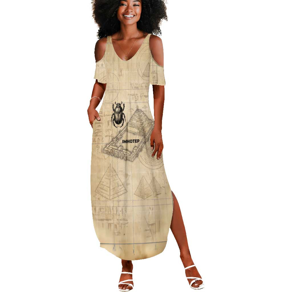 Imhotep Summer Maxi Dress Pyramid Blueprints Ancient Egyptian Architecture and Priest