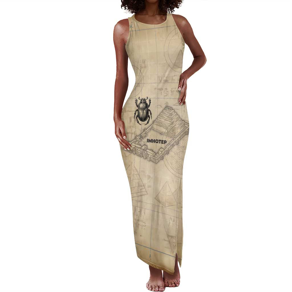 Imhotep Tank Maxi Dress Pyramid Blueprints Ancient Egyptian Architecture and Priest