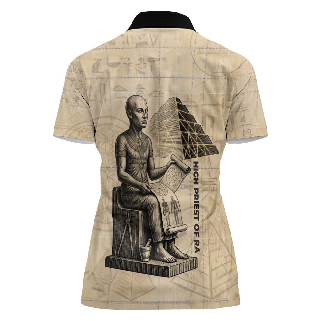 Imhotep Women Polo Shirt Pyramid Blueprints Ancient Egyptian Architecture and Priest