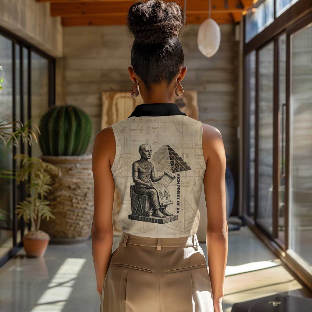 Imhotep Women Sleeveless Polo Shirt Pyramid Blueprints Ancient Egyptian Architecture and Priest
