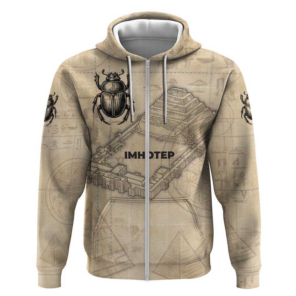 Imhotep Zip Hoodie Pyramid Blueprints Ancient Egyptian Architecture and Priest