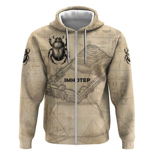 Imhotep Zip Hoodie Pyramid Blueprints Ancient Egyptian Architecture and Priest
