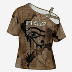 Imhotep Eye of Horus Cross Shoulder Shirt Papyrus Scrolls Ancient Egyptian Medicine