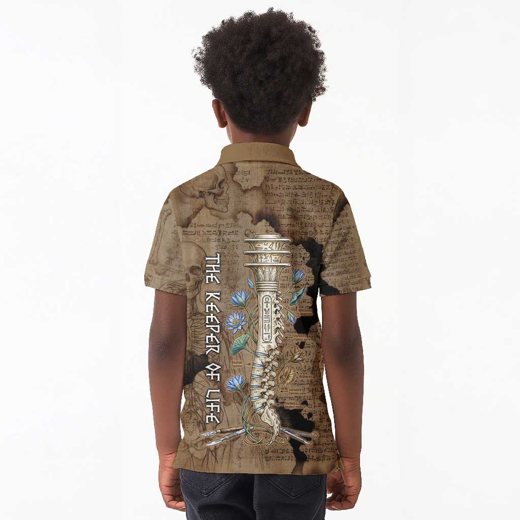 Imhotep Eye of Horus Kid Polo Shirt Papyrus Scrolls Ancient Egyptian Medicine