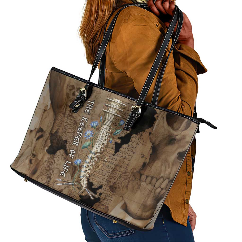 Imhotep Eye of Horus Leather Tote Bag Papyrus Scrolls Ancient Egyptian Medicine