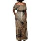 Imhotep Eye of Horus Off Shoulder Maxi Dress Papyrus Scrolls Ancient Egyptian Medicine