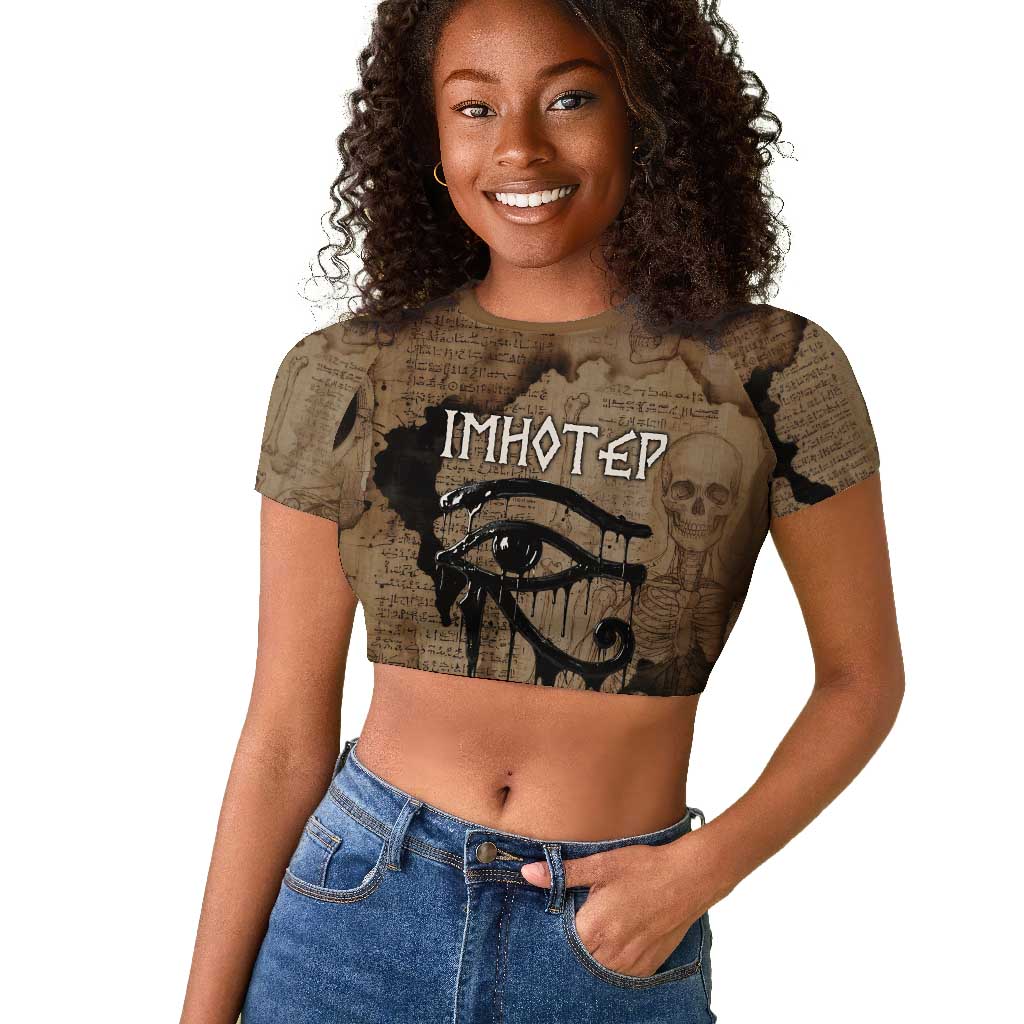 Imhotep Eye of Horus Raglan Cropped T shirt Papyrus Scrolls Ancient Egyptian Medicine