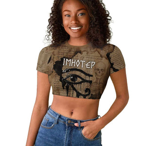 Imhotep Eye of Horus Raglan Cropped T shirt Papyrus Scrolls Ancient Egyptian Medicine