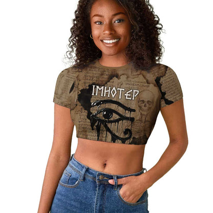 Imhotep Eye of Horus Raglan Cropped T shirt Papyrus Scrolls Ancient Egyptian Medicine