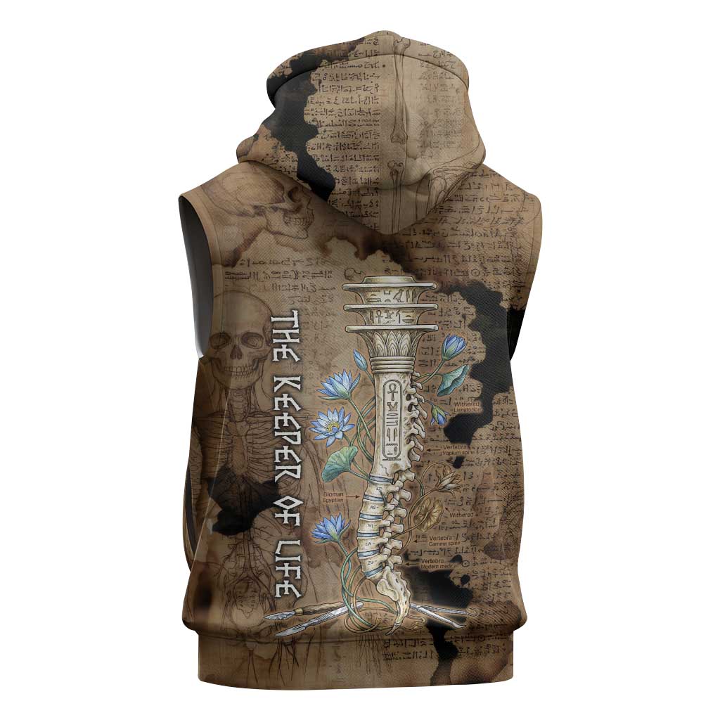 Imhotep Eye of Horus Sleeveless Hoodie Papyrus Scrolls Ancient Egyptian Medicine