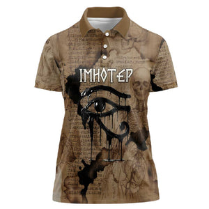 Imhotep Eye of Horus Women Polo Shirt Papyrus Scrolls Ancient Egyptian Medicine