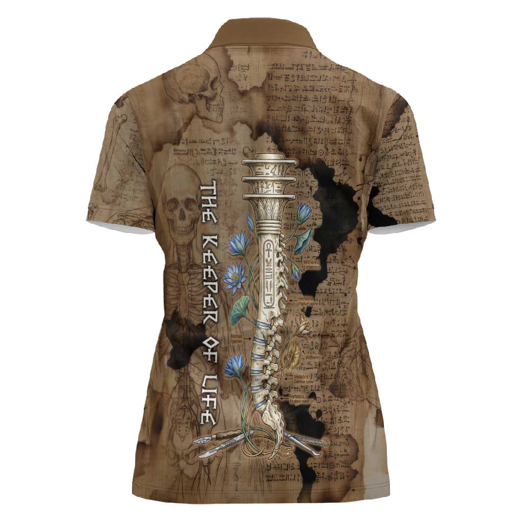Imhotep Eye of Horus Women Polo Shirt Papyrus Scrolls Ancient Egyptian Medicine