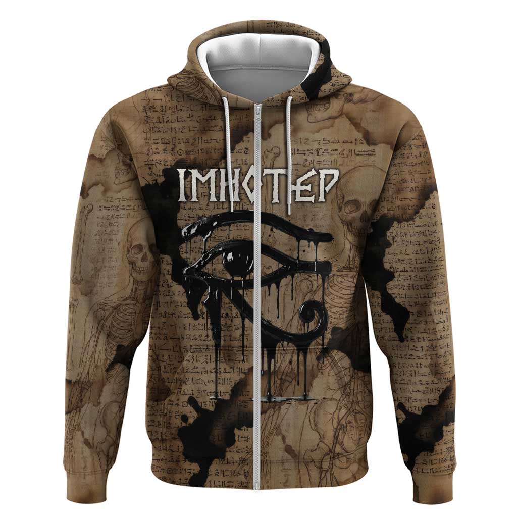 Imhotep Eye of Horus Zip Hoodie Papyrus Scrolls Ancient Egyptian Medicine