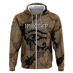 Imhotep Eye of Horus Zip Hoodie Papyrus Scrolls Ancient Egyptian Medicine
