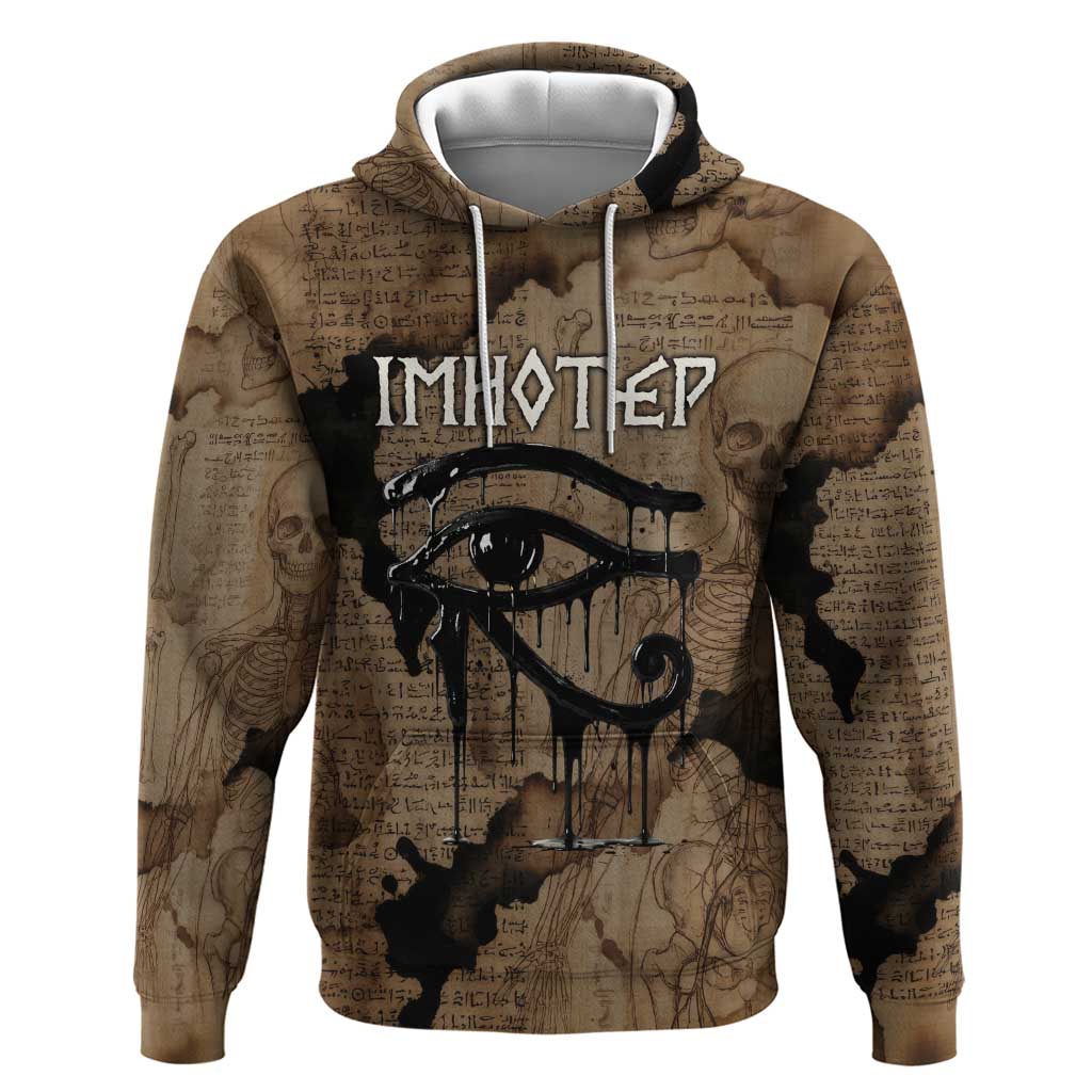 Imhotep Eye of Horus Zip Hoodie Papyrus Scrolls Ancient Egyptian Medicine