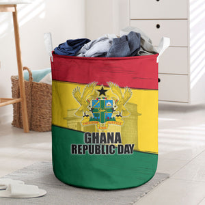 Ghana Republic Day Laundry Basket Ghanaian Pride Flag Colors With Coat Of Arms And Black Star